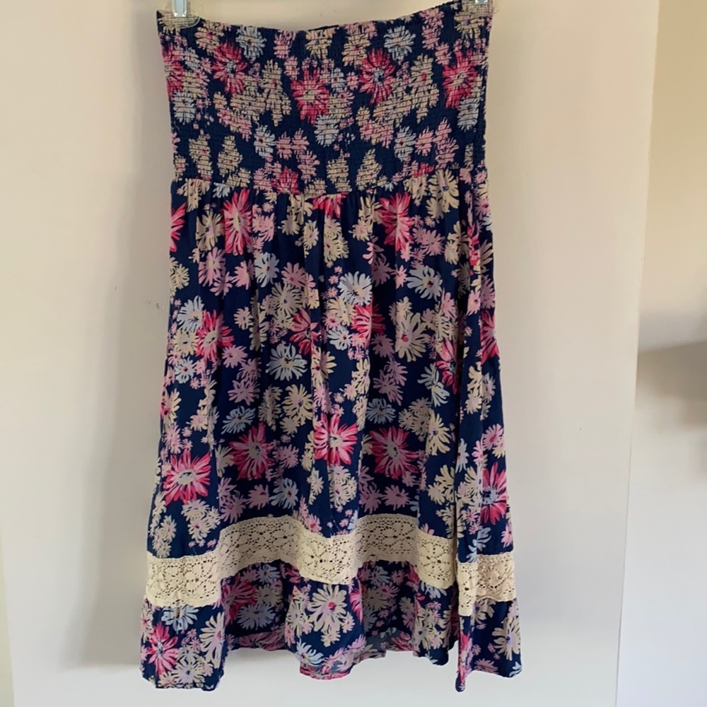 Roxy smocked strapless daisy print sundress S